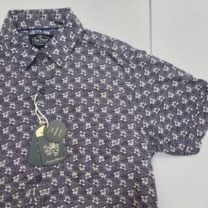 Nat Nast Blue & White Button Up Floral Camp Silk Short Sleeve Shirt‎ Men's M